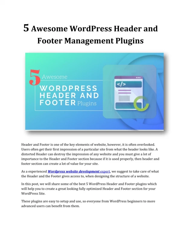 5 Awesome WordPress Header and Footer Management Plugins