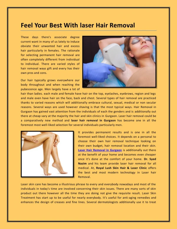 Feel Your Best With laser Hair Removal