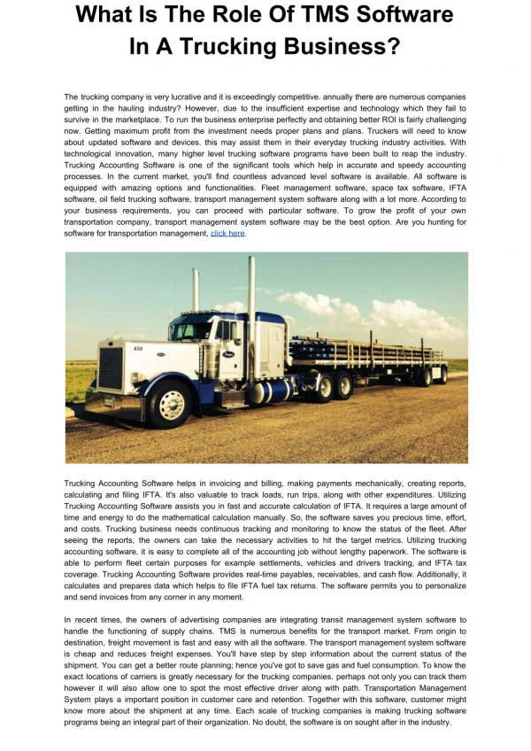 What Is The Role Of TMS Software In A Trucking Business?