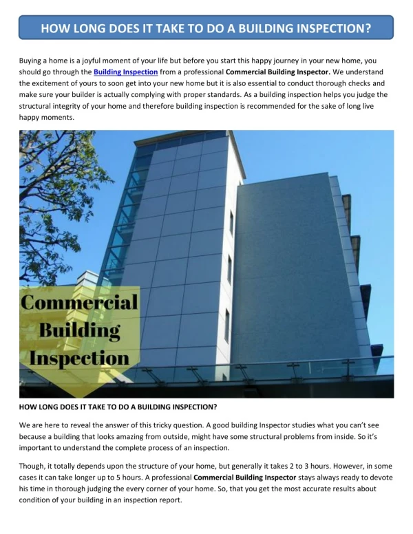 How Long Does It Take to Do a Building Inspection?