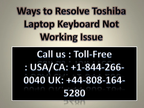 Toshiba Laptop Keyboard Not Working Issue in Windows 10