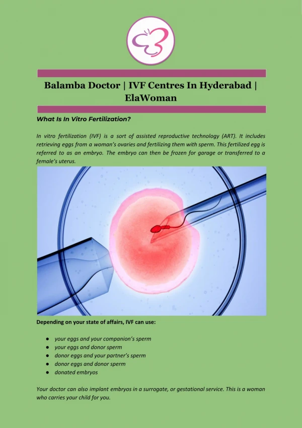 Balamba Doctor | IVF Centres In Hyderabad | ElaWoman