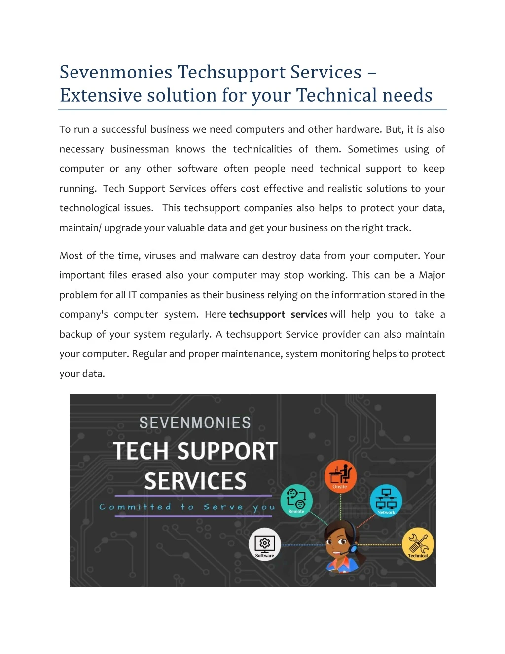 sevenmonies techsupport services extensive
