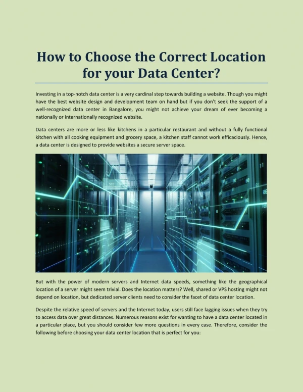 How to Choose the Correct Location for your Data Center?