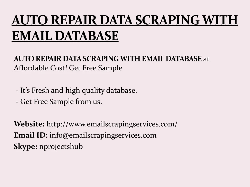 auto repair data scraping with email database