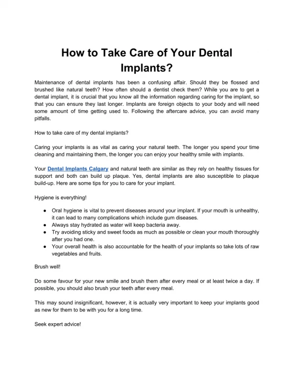 How to Take Care of Your Dental Implants?