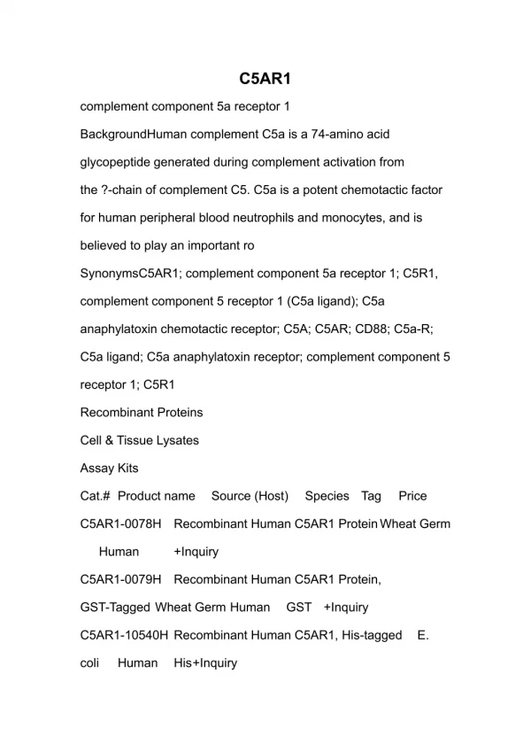 complement component 5a receptor 1