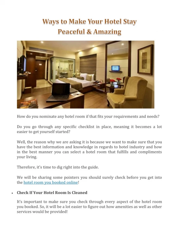 Ways to Make Your Hotel Stay Peaceful & Amazing