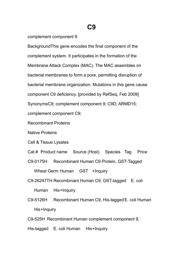 complement component 9