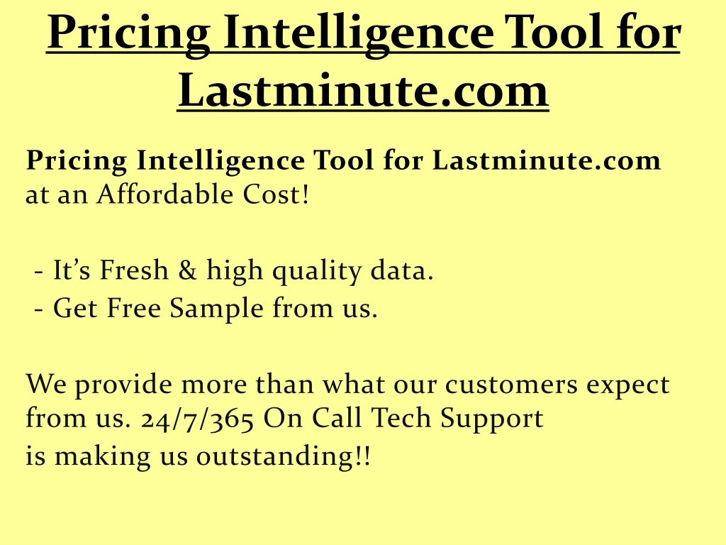 pricing intelligence tool for lastminute com