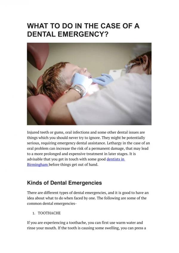 What to do in the case of dental emergency?