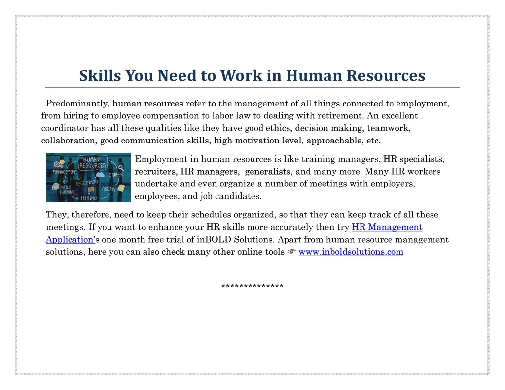 skills you need to work in human resources