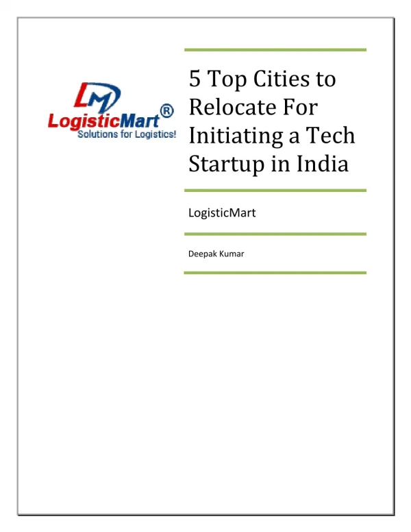5 Top Cities to Relocate for Initiating a Tech Startup in India