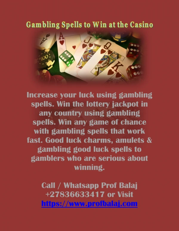 Gambling Spells to Win at the Casino - Quick Casino Money Spells Call 27836633417