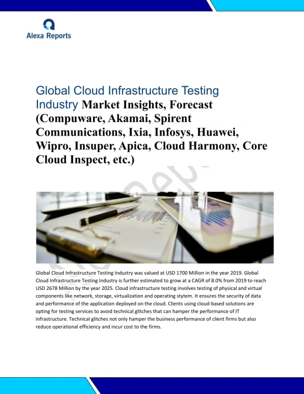 Cloud Infrastructure Testing Market 2019: Future Trends, Key Players: 77, etc.