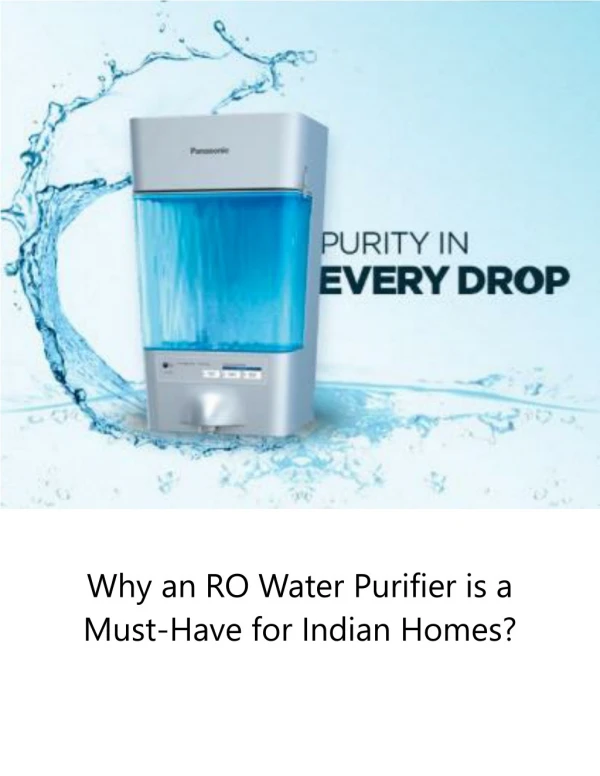 Why an RO Water Purifier is a Must-Have for Indian Homes?
