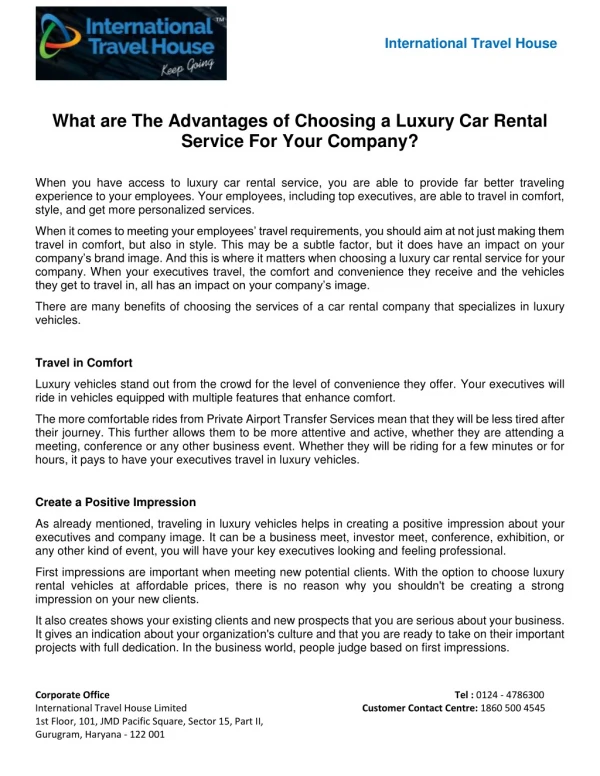 What are The Advantages of Choosing a Luxury Car Rental Service For Your Company?