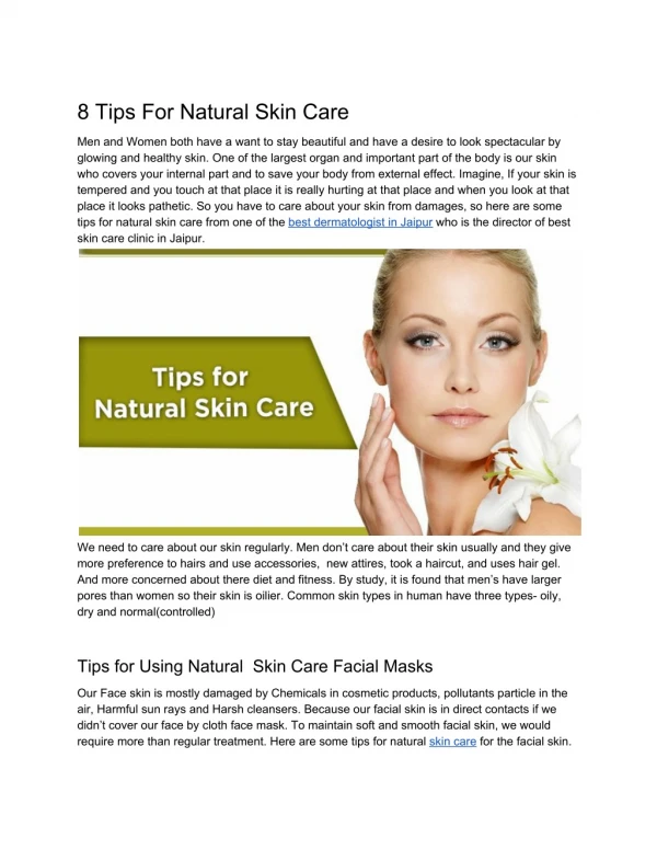 Natural Skin care tips