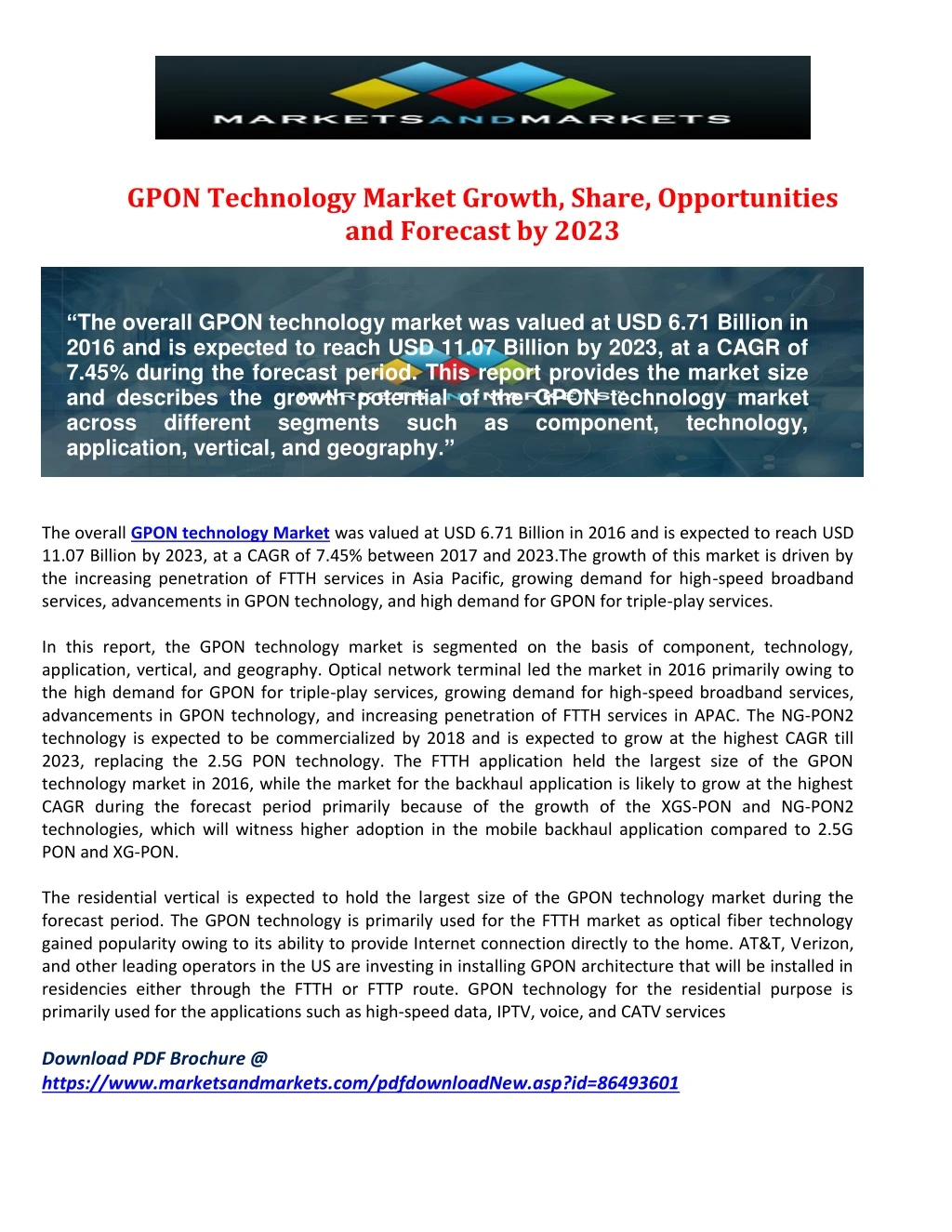 gpon technology market growth share opportunities