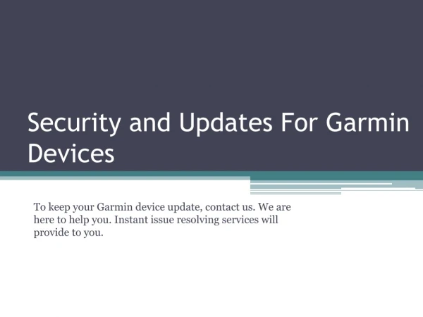 Security and Updates for Garmin devices