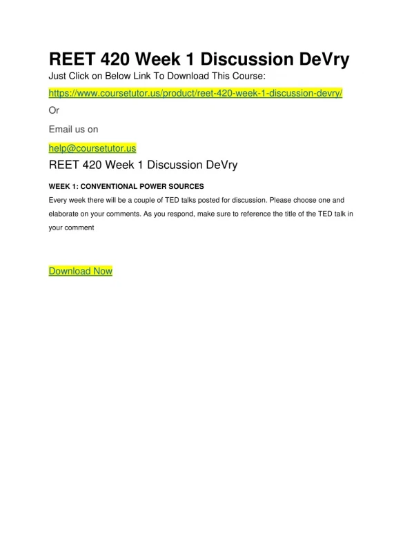 reet 420 week 1 discussion devry just click