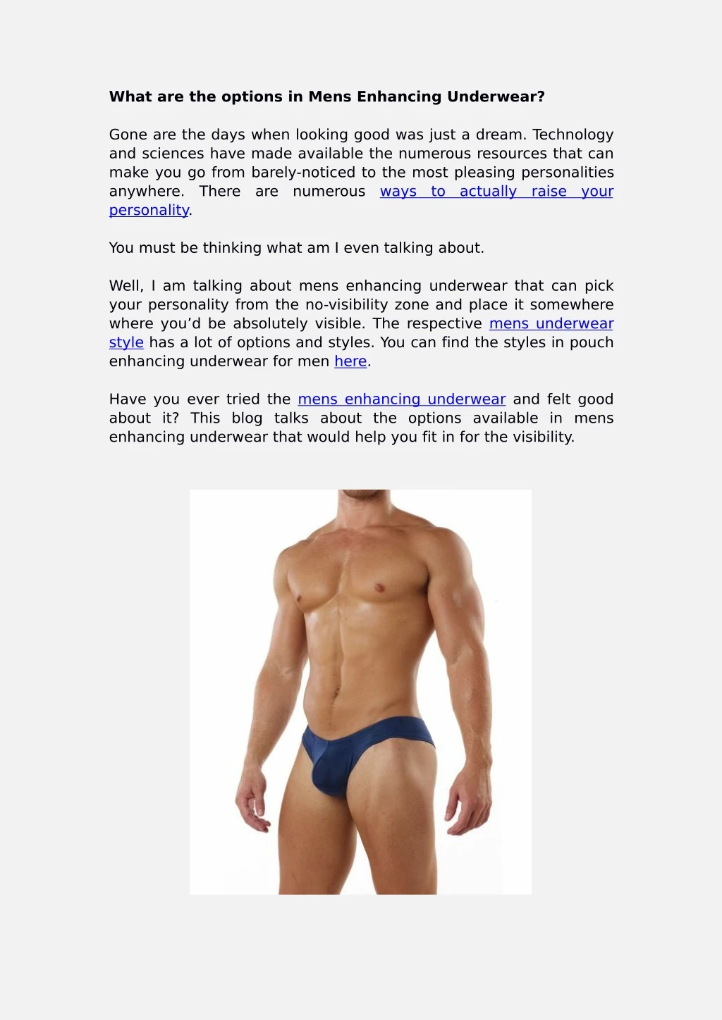 what are the options in mens enhancing underwear