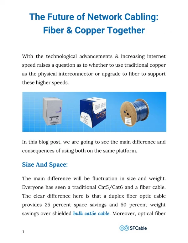 The Future of Network Cabling: Fiber & Copper Together