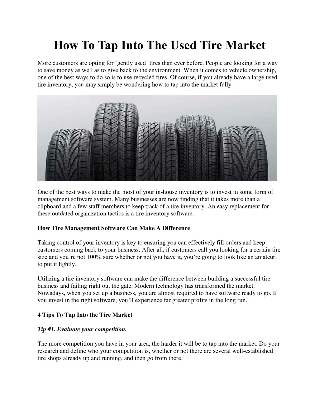 how to tap into the used tire market