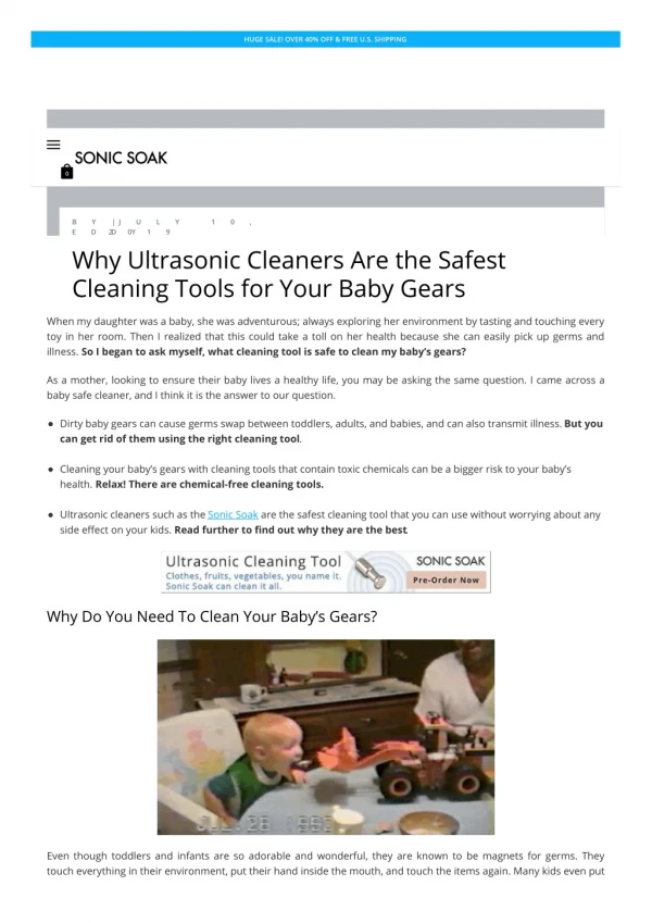 Why Ultrasonic Cleaners Are the Safest Cleaning Tools for Your Baby Gears