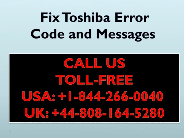 Fix Toshiba Error Code and Messages