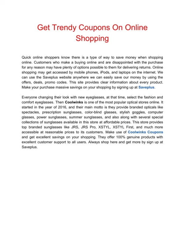 Get Trendy Coupons On Online Shopping