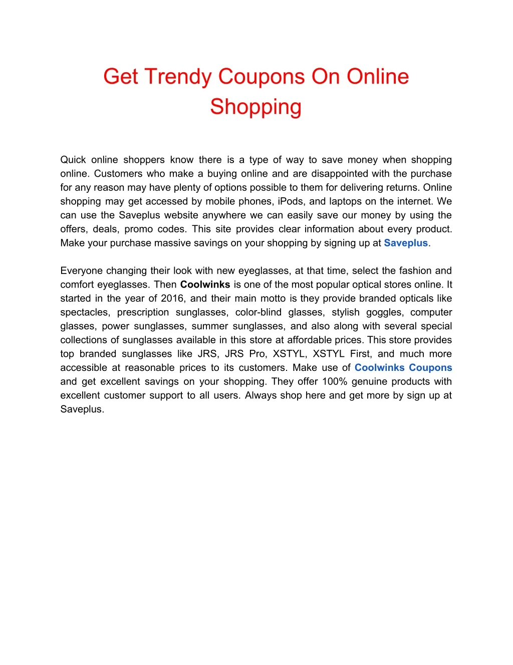 get trendy coupons on online shopping