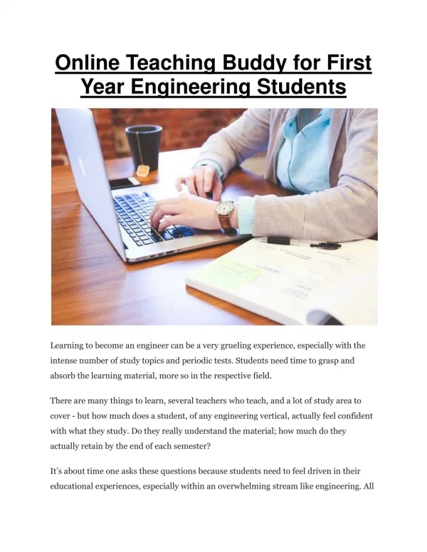Online Teaching Buddy for First Year Engineering Students
