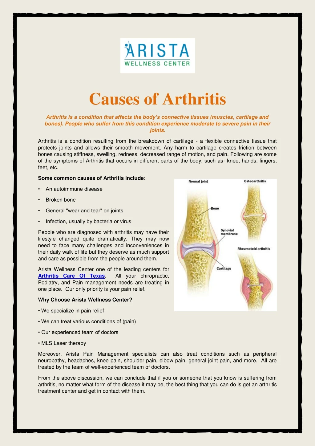causes of arthritis