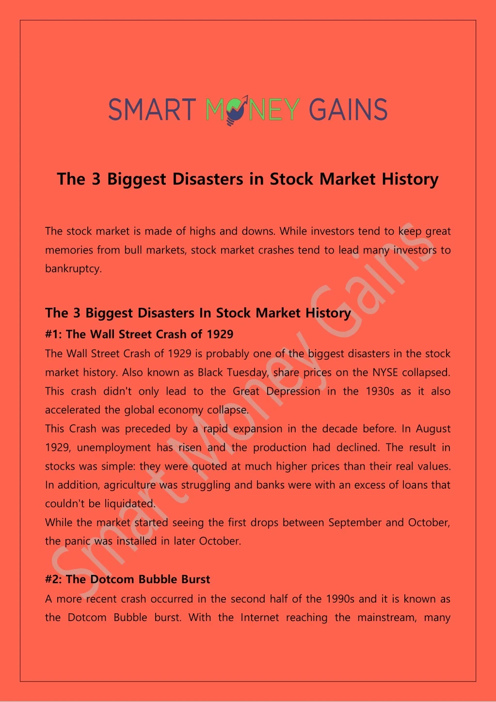 the 3 biggest disasters in stock market history