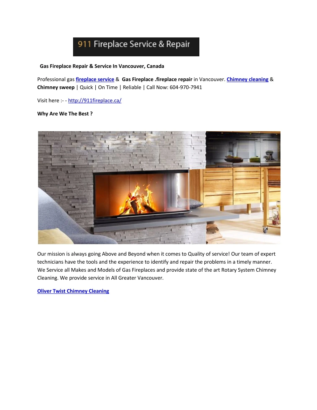 gas fireplace repair service in vancouver canada