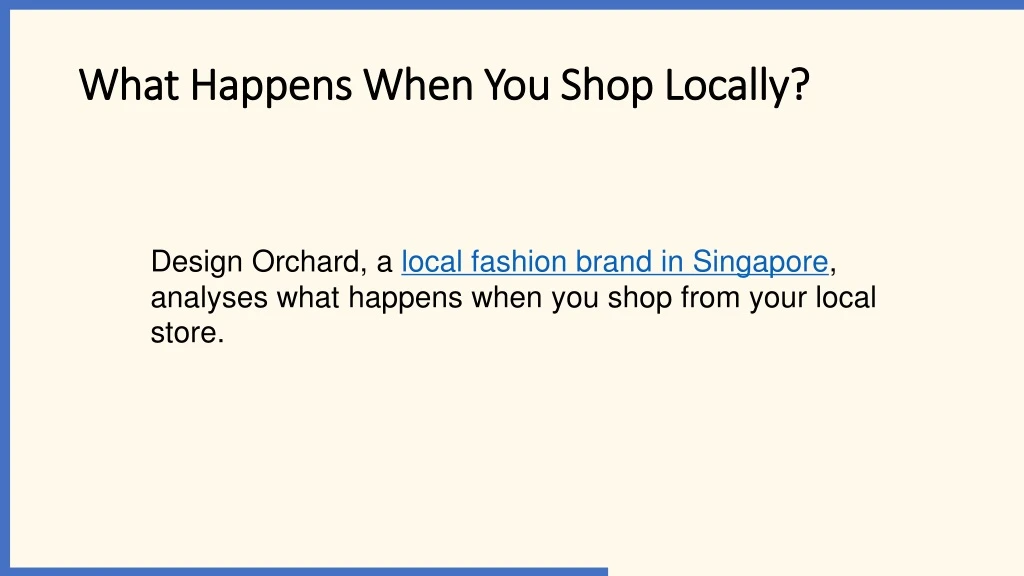 what happens when you shop locally
