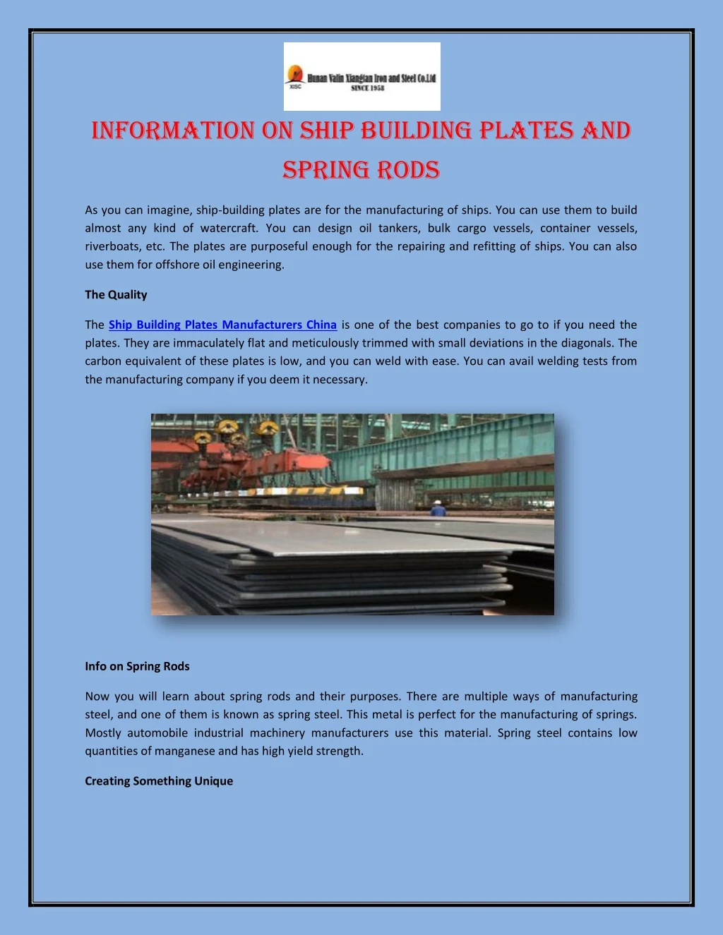 information on ship building plates and spring