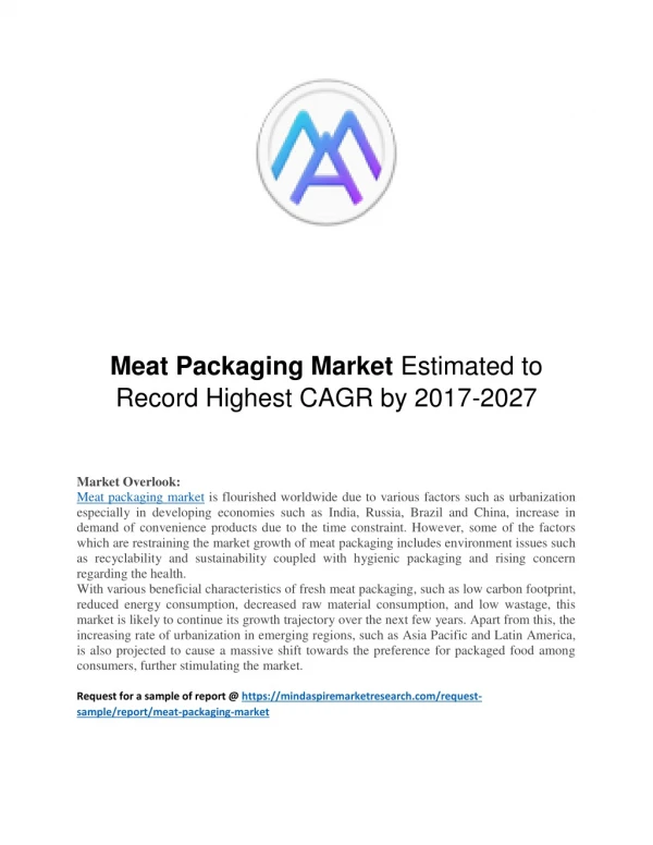 Meat Packaging Market Estimated to Record Highest CAGR by 2017-2027
