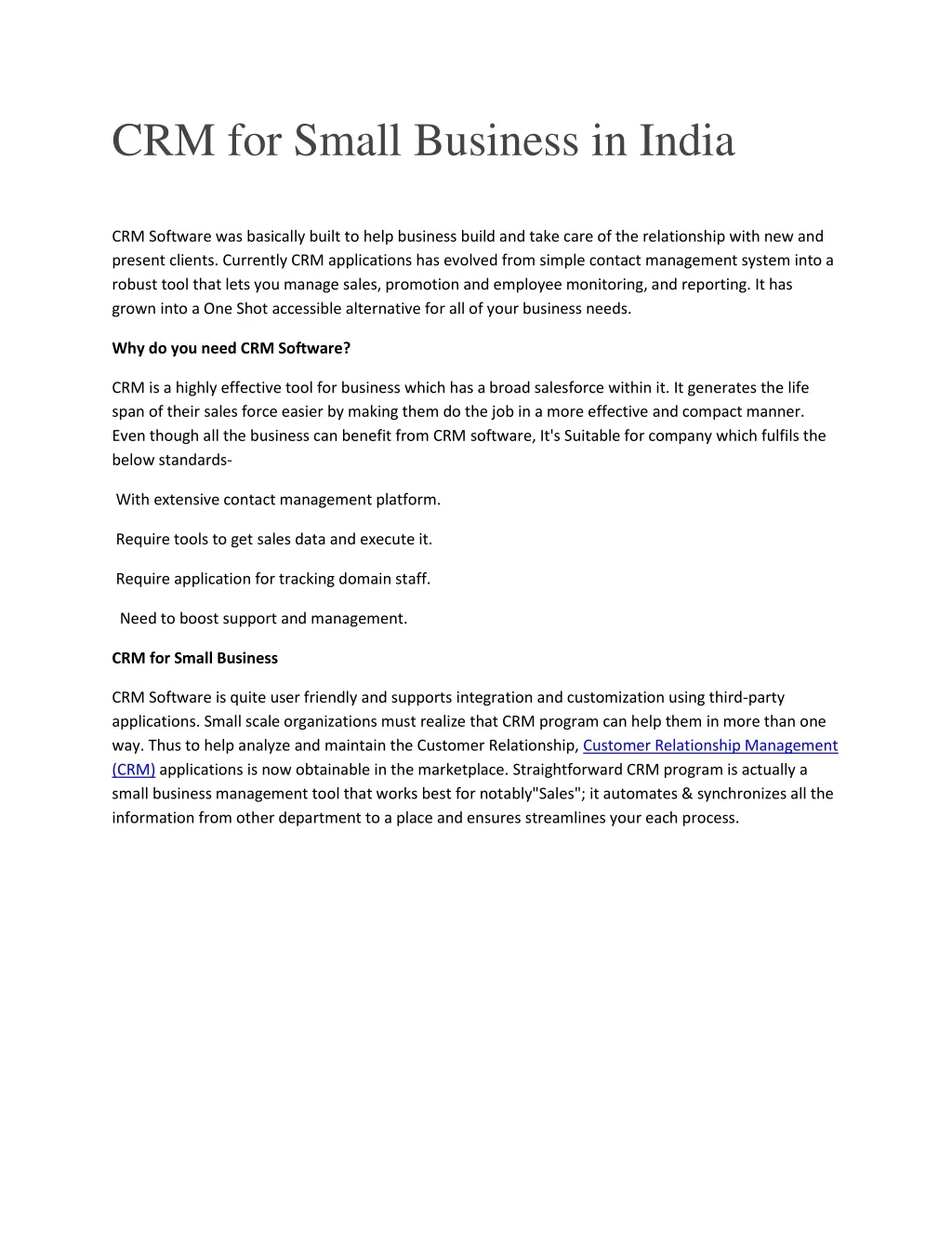 crm for small business in india