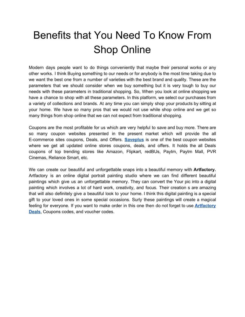 benefits that you need to know from shop online