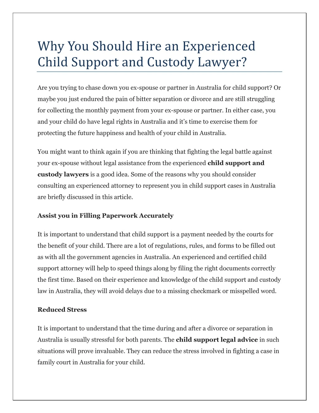 why you should hire an experienced child support