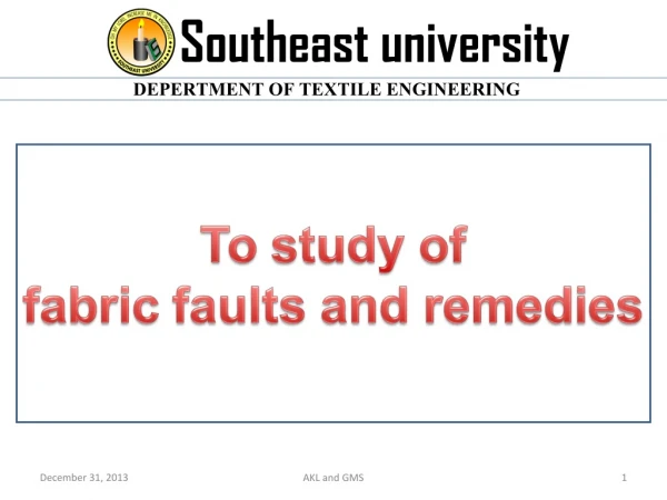Fabrics faults and remedy