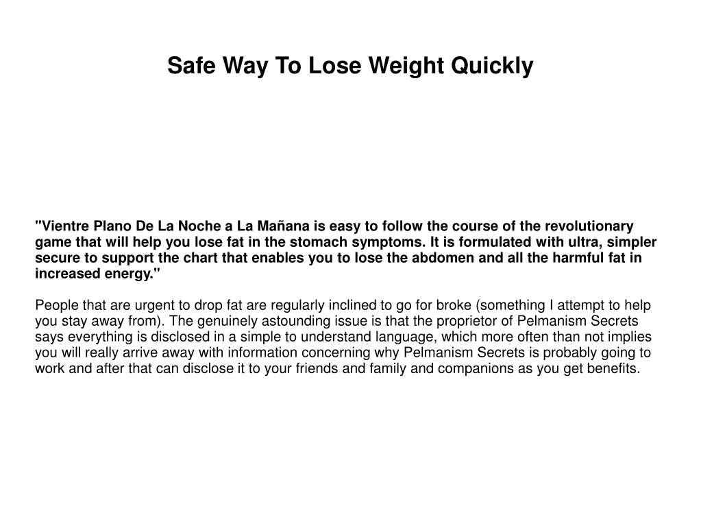 safe way to lose weight quickly
