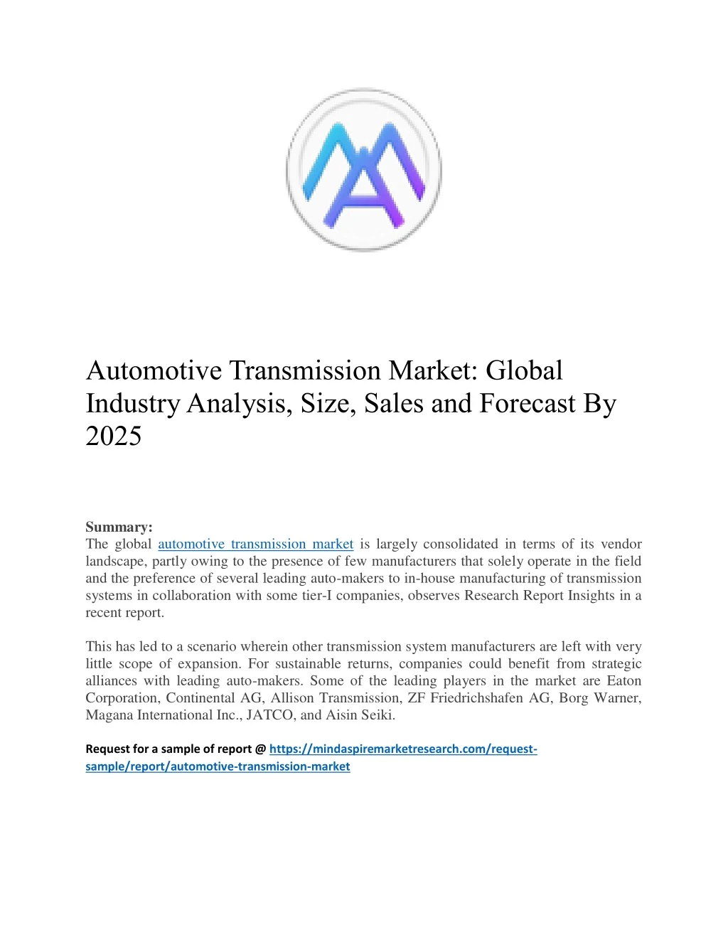 automotive transmission market global industry