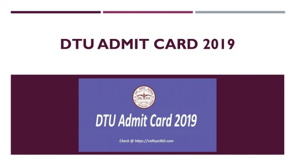 DTU Admit Card 2019 | 167 Posts, dtu.ac.in Assistant Professor Call Letter