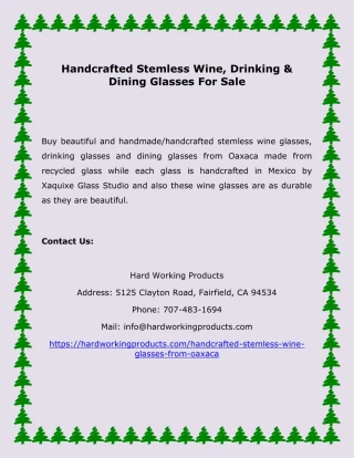 Handcrafted Stemless Wine, Drinking & Dining Glasses For Sale - slide 1