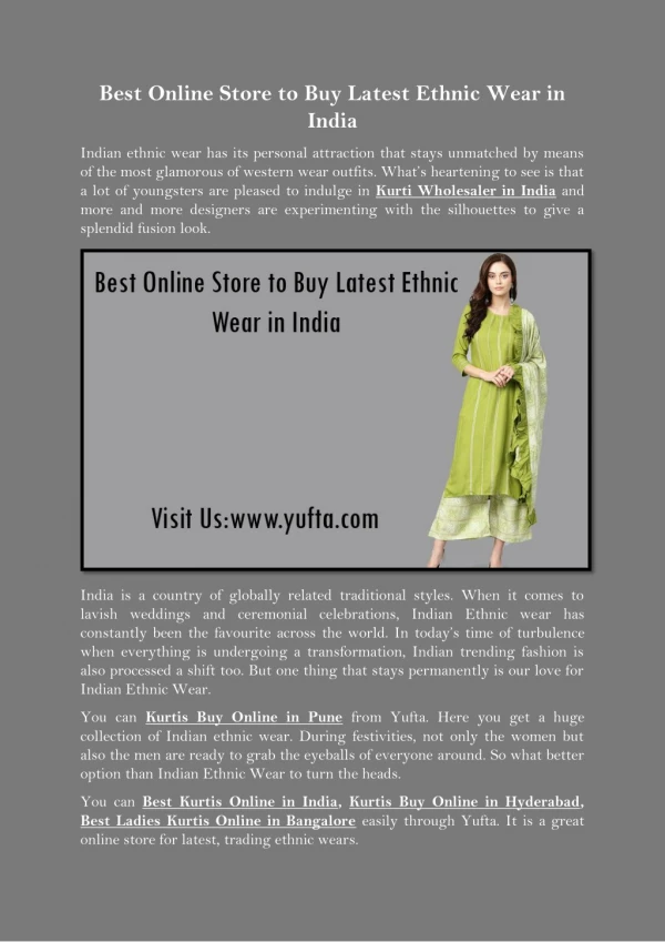 Best Online Store to Buy Latest Ethnic Wear in India