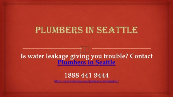 Is water leakage giving you trouble? Contact Plumbers in Seattle