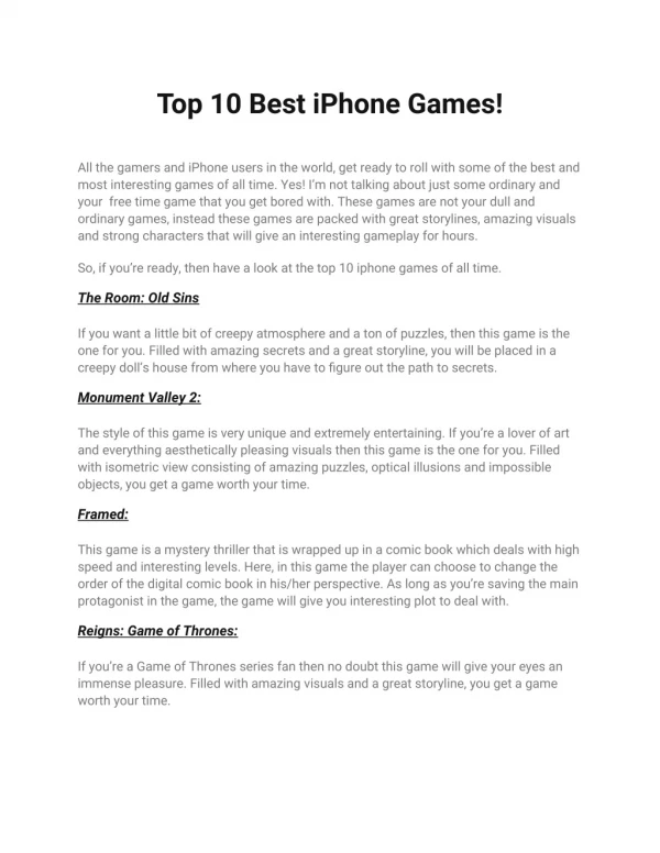 Top 10 Best iPhone Games!